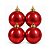 Jogo 4 Bolas de Natal Vermelho Perolado Luxo 8cm com Argola e Cordão Dourado - Imagem 6