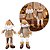 Jogo Papai Noel e Boneco de Neve Decor Sentado Perna Mole Tricô Mocha Marrom e Bege Luxo 40cm - Imagem 1