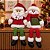 jogo Papai Noel e Boneco de Neve Decorativo Sentado Perna Mole Tricô Vermelho e Verde Luxo 40cm - Imagem 2