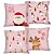 Kit 4 Capas de Almofada Natalinas Rosa 45x45cm Papai Noel Rena Feliz Natal Poliéster - Imagem 1