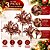 Kit 3 Picks Natalinos Decorativos Folhagens Rosê com Glitter 20cm - Imagem 3