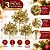 Kit 3 Picks Natalinos Decorativos Folhagens Champanhe com Glitter 20cm - Imagem 3