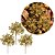 Kit 3 Picks Natalinos Decorativos Folhagens Dourado com Glitter 20cm - Imagem 1