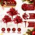 Kit 3 Picks Natalinos Decorativos Folhagens Vermelhas com Glitter 20cm - Imagem 2