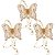 Kit 3 Borboletas Decorativa Natalina Transparente Glitter Champanhe 10cm com Pérolas e Cordão Contas - Imagem 1