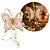 Borboleta Decorativa Natalina Transparente Glitter Champanhe 10cm com Pérolas e Cordão Contas - Imagem 1