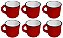 Jogo Mini Caneca Cerâmica Esmaltado Premium Vermelho 60ml 6 Peças - Yazi - Imagem 1