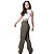 Calça Cargo Infantil Menina Juvenil Wide Leg Pantalona verde militar - Imagem 2