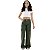 Calça Cargo Infantil Menina Juvenil Wide Leg Pantalona verde militar - Imagem 9