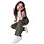 Calça Cargo Infantil Menina Juvenil Wide Leg Pantalona verde militar - Imagem 8