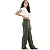 Calça Cargo Infantil Menina Juvenil Wide Leg Pantalona verde militar - Imagem 4
