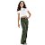 Calça Cargo Infantil Menina Juvenil Wide Leg Pantalona verde militar - Imagem 3