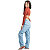 Calça Cargo Juvenil Infantil Jeans Wide leg Menina Pantalona - Imagem 3