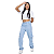 Calça Cargo Juvenil Infantil Jeans Wide leg Menina Pantalona - Imagem 8