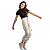 Calça Jeans Infantil Menina Jogger Cargo Juvenil Tecido Bege - Imagem 4