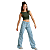 Calça Jeans Bolso Cargo Wide Leg Infantil Menina Pantalona - Imagem 9