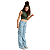 Calça Jeans Bolso Cargo Wide Leg Infantil Menina Pantalona - Imagem 3