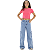 KIT2 Calça Jeans Bolso Cargo Wide Leg Infantil Menina 8 a 16 - Imagem 2
