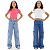 KIT2 Calça Jeans Bolso Cargo Wide Leg Infantil Menina 8 a 16 - Imagem 1