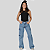 Calça Bolso Cargo Jeans Juvenil Infantil Meninas Pantalona - Imagem 1