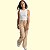 Calça Cargo Jeans Wide Leg Roupa Infantil Juvenil Feminina - Imagem 3