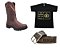 Kit de Trabalho Robusto: Bota de Couro, Cinto Dupla Face e Camiseta Respirável - Imagem 1