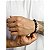 Pulseira de Couro Masculina Preta com Pedras Vulcânica - Imagem 2