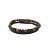 Pulseira Masculina em Aço com Detalhe em Couro e Bolinhas - Imagem 1