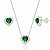 Conjunto de colar e brincos coração verde prata 925 - Imagem 1