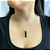 Colar obelisco pedra natural Obsidiana prata 925 - Imagem 2