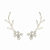 Ear cuff flor cravejado com zircônia e folhas lisas prata 925 - Imagem 1