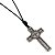 Cordão Crucifixo com Medalha das Duas Cruzes – Couro Sintético Preto e Crucifixo Prata Envelhecida 48cm - Imagem 4