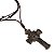 Cordão Face de Cristo Marrom – Crucifixo Ouro Velho com Cordão Regulável - Imagem 2