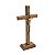 Crucifixo de Mesa em Madeira Tradicional 19cm – Ouro Velho com Medalha de São Bento - Imagem 2