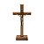 Crucifixo de Mesa em Madeira Tradicional 19cm – Ouro Velho com Medalha de São Bento - Imagem 3