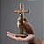 Crucifixo de Mesa em Madeira Tradicional 19cm – Ouro Velho com Medalha de São Bento - Imagem 1