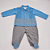 Macacão Azul e Cinza Suedine e Tricot Beth Bebê Masculino - Imagem 1
