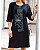 Vestido Preto em viscolycra estampado Tudo é Possível para Deus em verde de branco com mangas 3/4 - Imagem 5