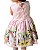 Vestido Infantil Rosa Estampado Rodado - Imagem 2