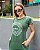 Vestido Estonado Verde estampado a Oração do Pai Nosso em Branco Longo 100% Algodão - Imagem 4