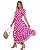 Vestido Midi Rosa em Viscose Poá Leve, Solto e com caimento Impecável - Imagem 1