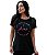 Blusa Preta em Viscolycra Estampado Seja o Centro da minha Vida em rosa com manga Cirrê Feminina - Imagem 1