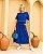 Conjunto Azul Blusa e Saia com bolso midi, com Presponto em Branco: Hortência - Imagem 3
