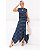 Conjunto em Viscolycra Listrado Azul ou Preto de Blusa e Saia Midi com Pontas Jordânia - Imagem 8