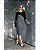 Vestido em Viscolycra Preto e Cinza com mangas longas Vera, discreto e elegante - Imagem 2
