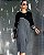 Vestido em Viscolycra Preto e Cinza com mangas longas Vera, discreto e elegante - Imagem 3