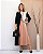 Vestido Vicolycra Midi Tricolor Nude / Off White e Preto com Manga Longa Ruth - Imagem 5