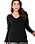 Blusa Manga Longa Viscolycra com Decote em V - Imagem 1