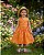 Vestido Infantil Laranja com Bordado Floral e Botões Frontais - Imagem 4