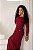 Vestido Iconic justo marsala, com mangas longas em tule - Imagem 2